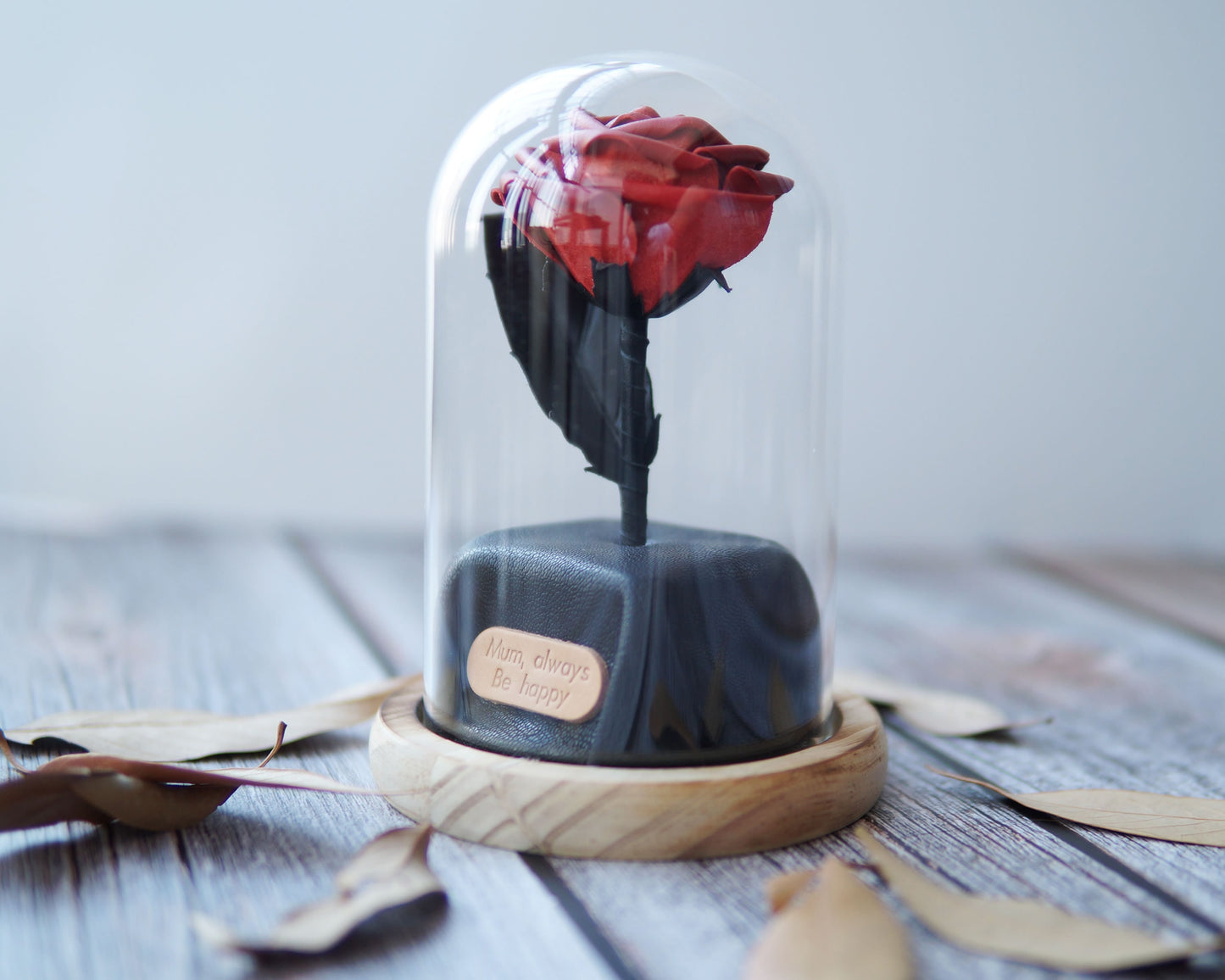 【オーダーメイド】薔薇 - 名入れ刻印可能 - 革職人手作り・最高の贈り物・母の日・誕生日ギフト