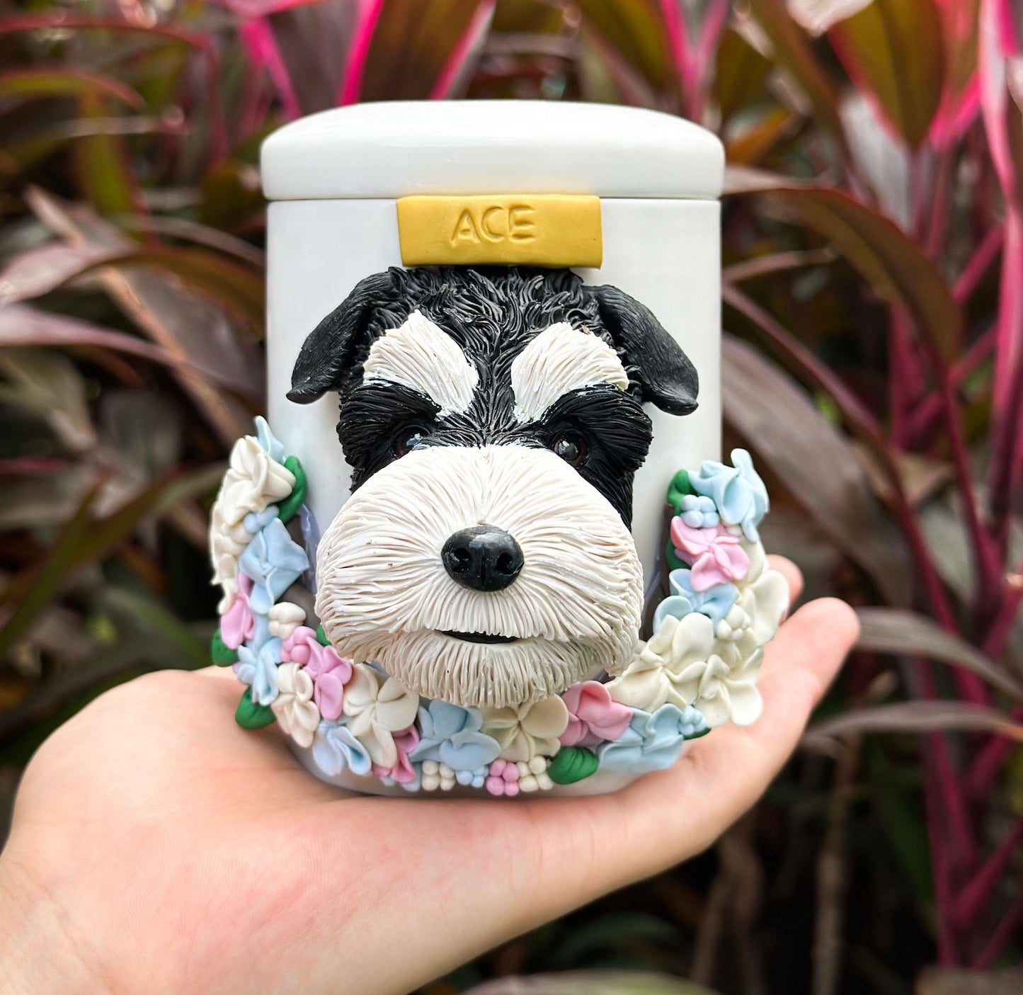 【オーダーメイド】世界に一つ 似顔絵 お名前入り ペット骨壷 ・ペット 写真 グッズ・うちの子・犬・猫