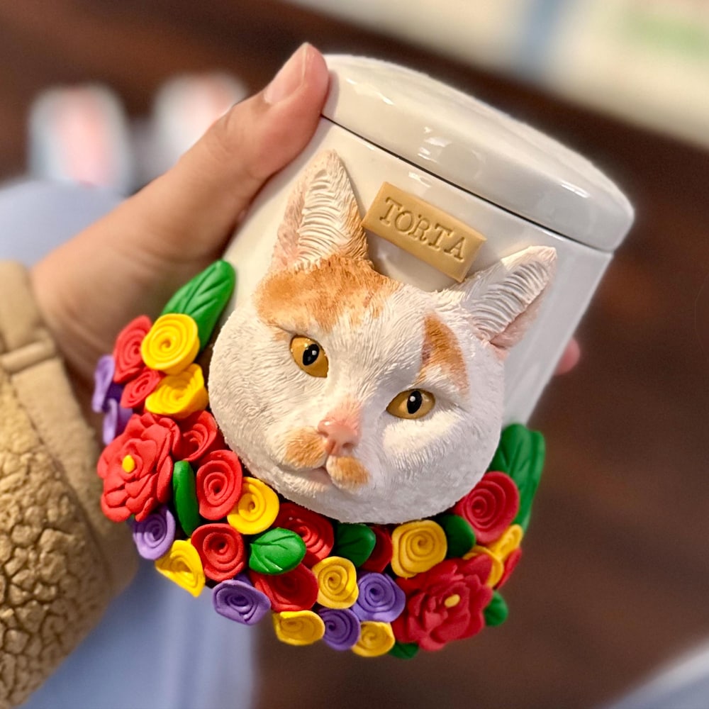 【オーダーメイド】世界に一つ 似顔絵 お名前入り ペット骨壷 ・ペット 写真 グッズ・うちの子・犬・猫