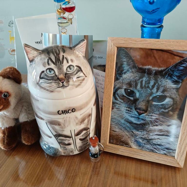 【オーダーメイド】世界に一つ 似顔絵 お名前入り ペット骨壷 ・うちの子・犬・猫 陶器製