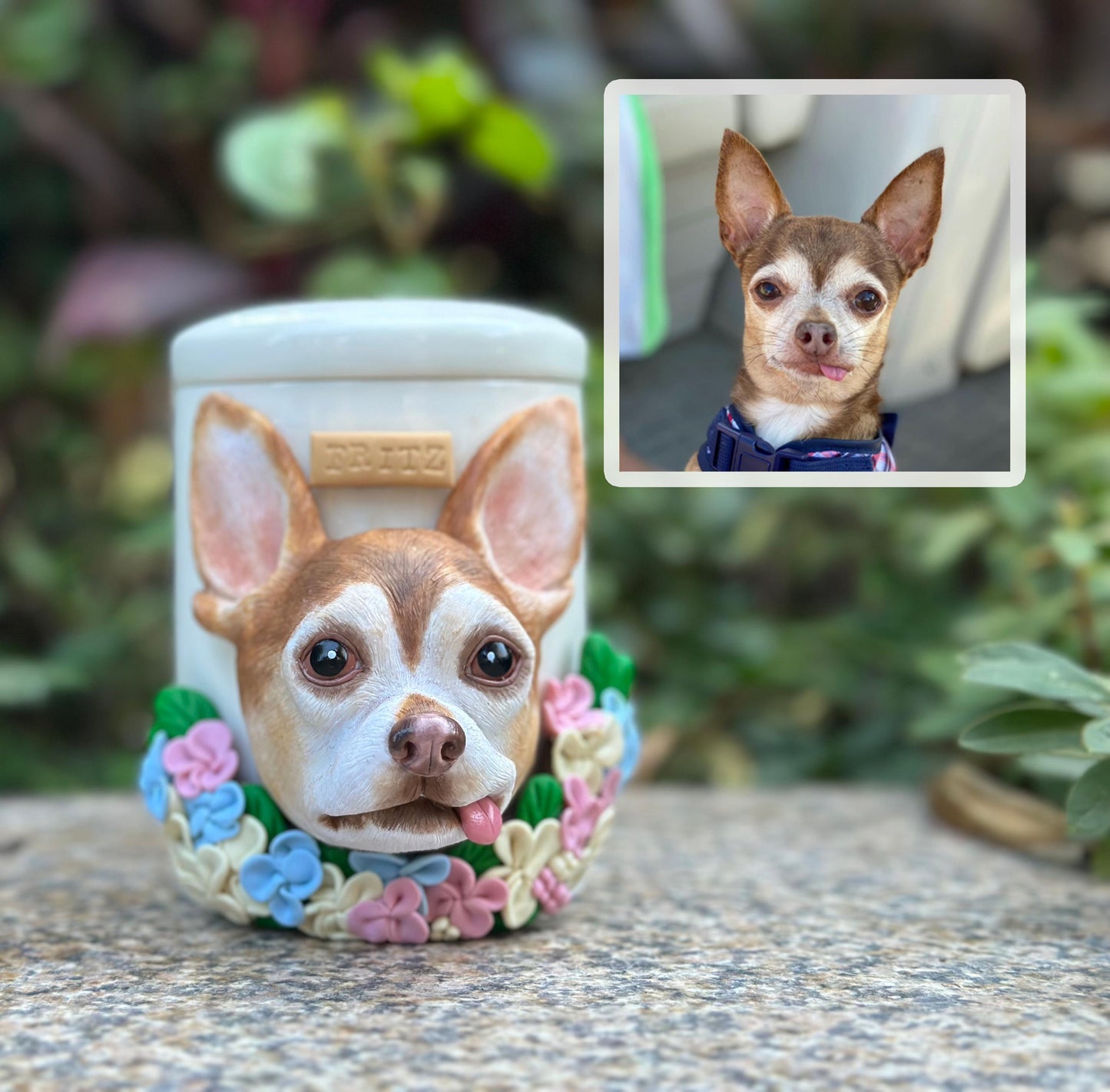 【オーダーメイド】世界に一つ 似顔絵 お名前入り ペット骨壷 ・ペット 写真 グッズ・うちの子・犬・猫