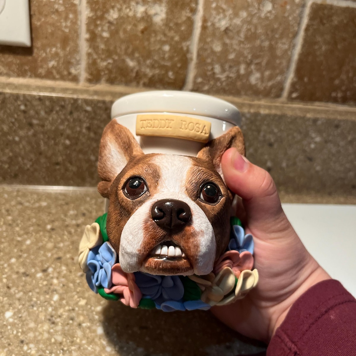 【オーダーメイド】世界に一つ 似顔絵 お名前入り ペット骨壷 ・ペット 写真 グッズ・うちの子・犬・猫