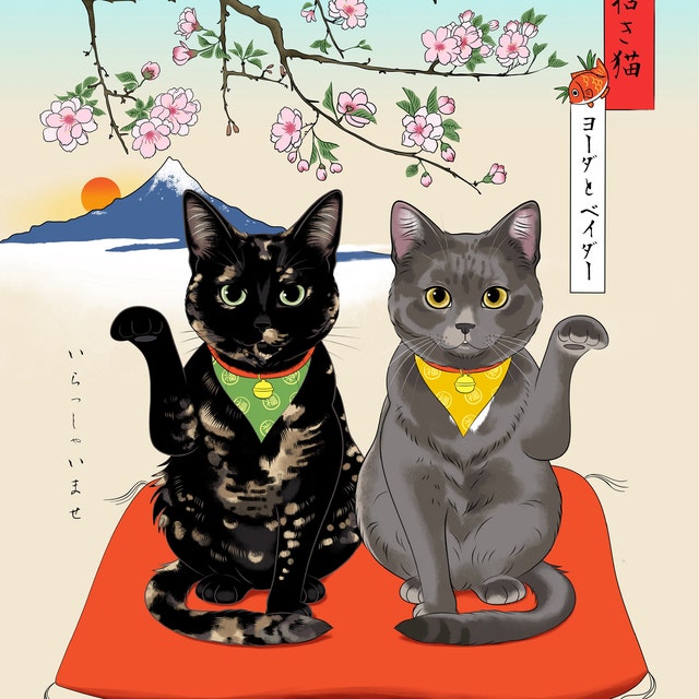 招き猫・招きワンチャン|あなたのペットを世界に1つだけのアート作品に♪|ペットイラスト|ペット似顔絵|インテリア