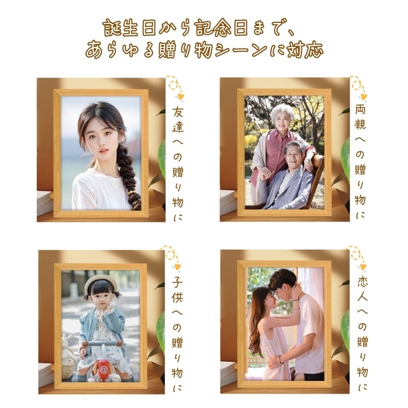【オーダーメイド】お写真入りミラーLEDライト/家族・卒業・母の日・ペット・結婚祝いなどギフト