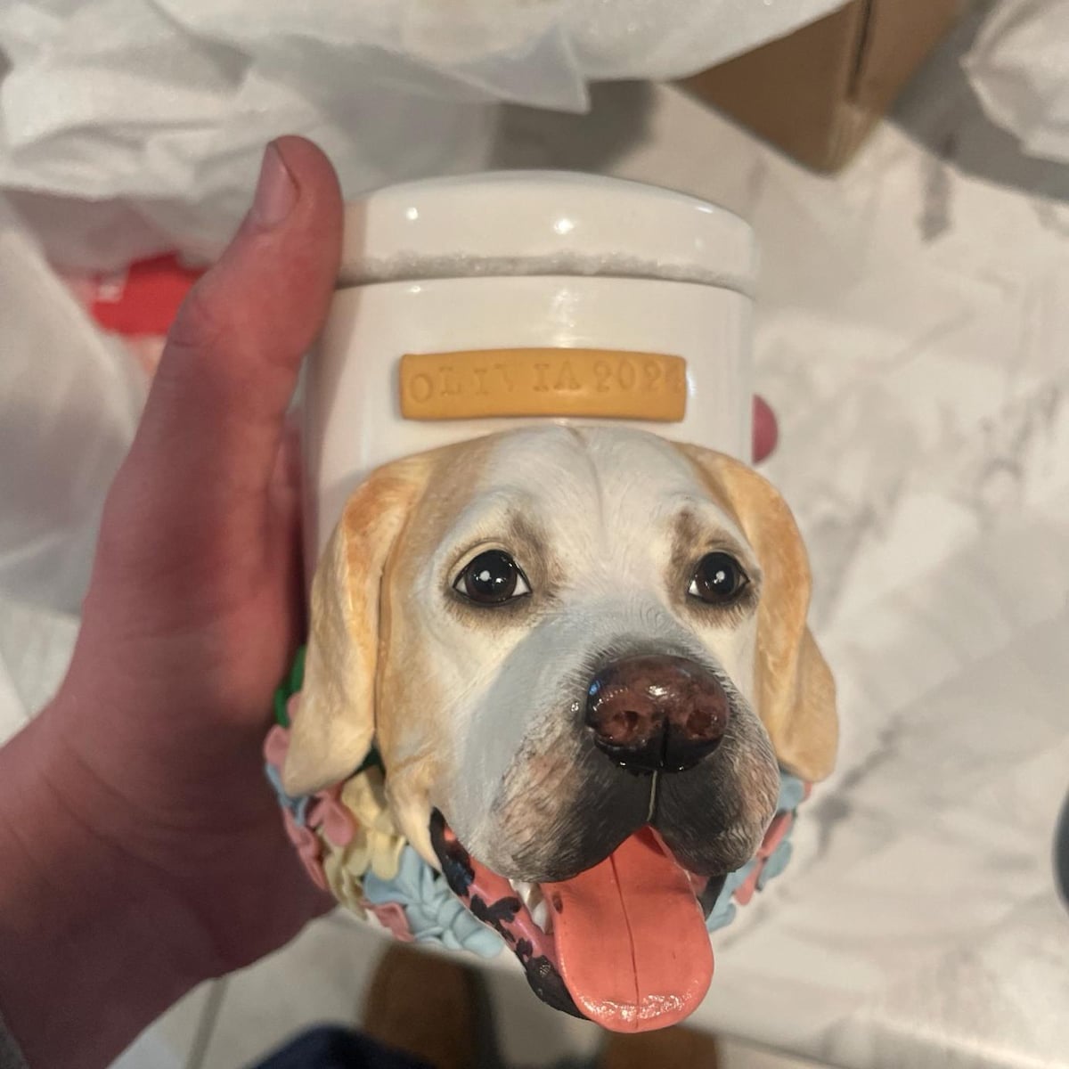 【オーダーメイド】世界に一つ 似顔絵 お名前入り ペット骨壷 ・ペット 写真 グッズ・うちの子・犬・猫