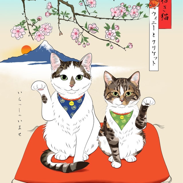 招き猫・招きワンチャン|あなたのペットを世界に1つだけのアート作品に♪|ペットイラスト|ペット似顔絵|インテリア