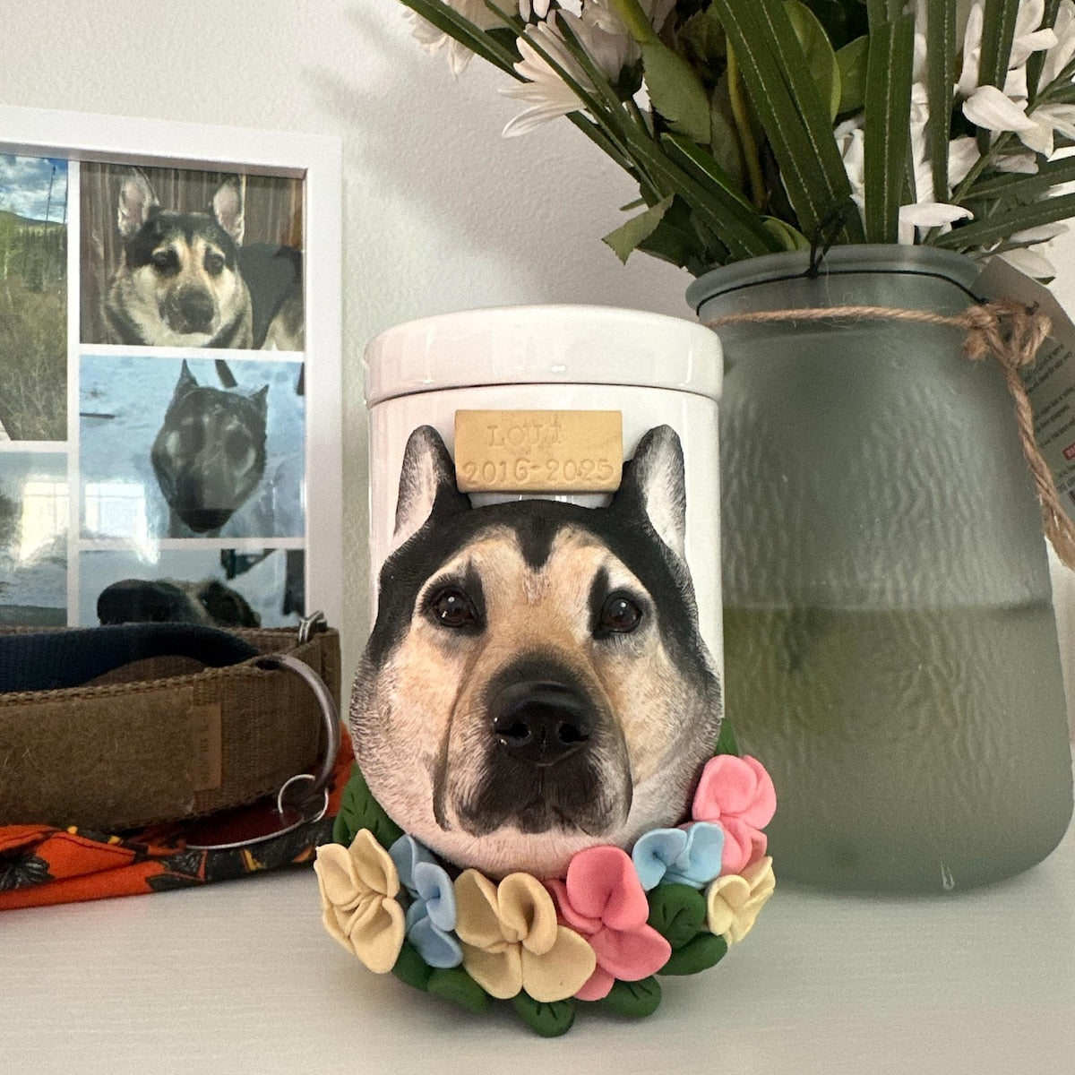 【オーダーメイド】世界に一つ 似顔絵 お名前入り ペット骨壷 ・ペット 写真 グッズ・うちの子・犬・猫