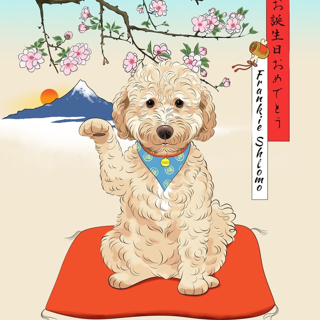 招き猫・招きワンチャン|あなたのペットを世界に1つだけのアート作品に♪|ペットイラスト|ペット似顔絵|インテリア