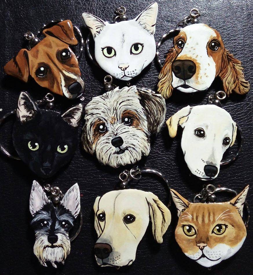 【オーダーメイド】似顔絵 キーチェーン・ペット 写真 グッズ・うちの子・犬・猫