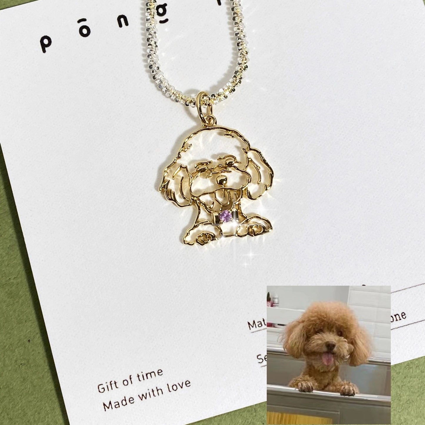 【オーダーメイド】世界に一つ ネックレス・ペット 写真 グッズ・うちの子・犬・猫・誕生石