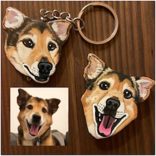 【オーダーメイド】似顔絵 キーチェーン・ペット 写真 グッズ・うちの子・犬・猫