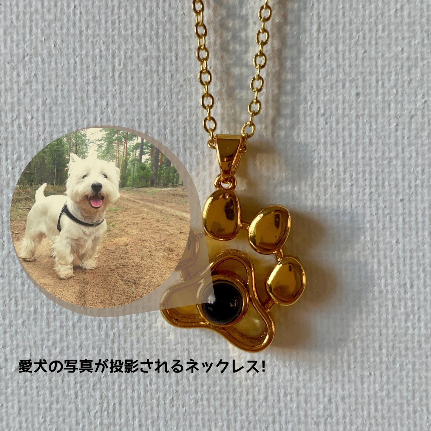 写真入り ネックレス|投影 写真|ペットグッズ うちの子 犬|ギフト