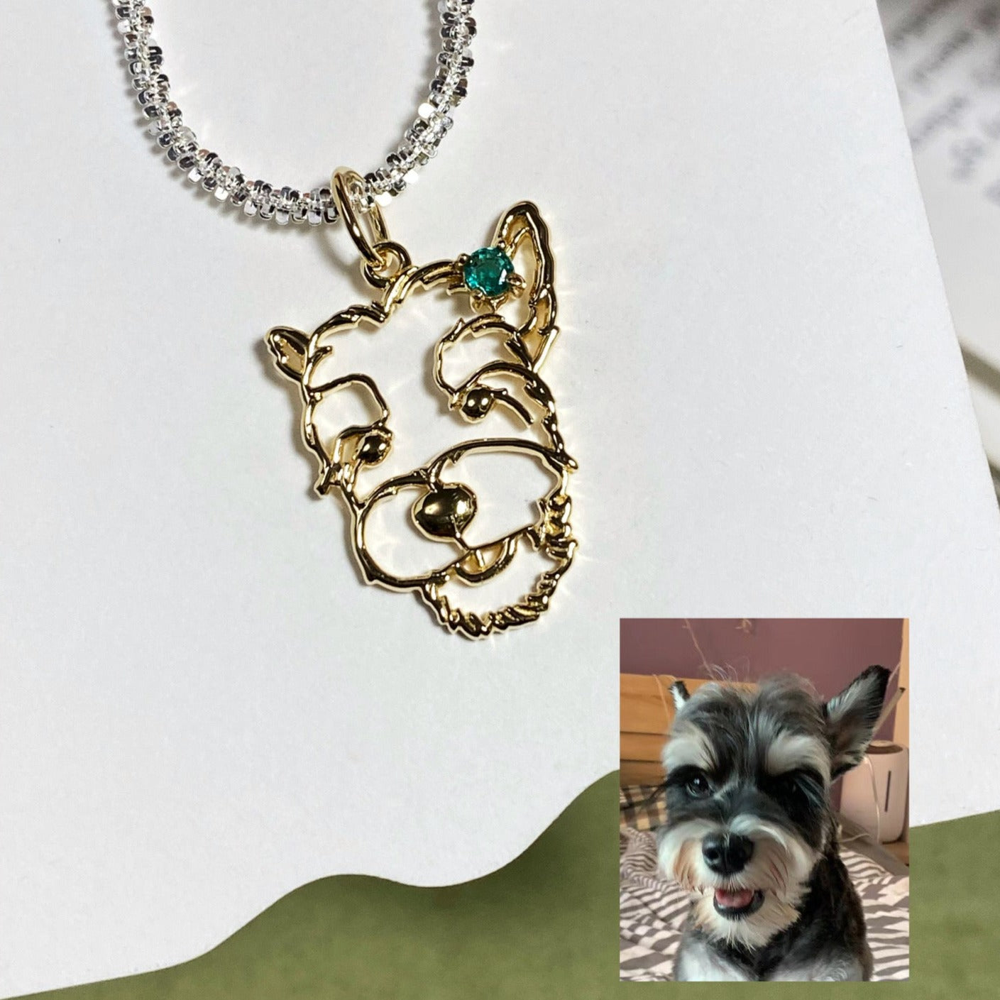 【オーダーメイド】世界に一つ ネックレス・ペット 写真 グッズ・うちの子・犬・猫・誕生石