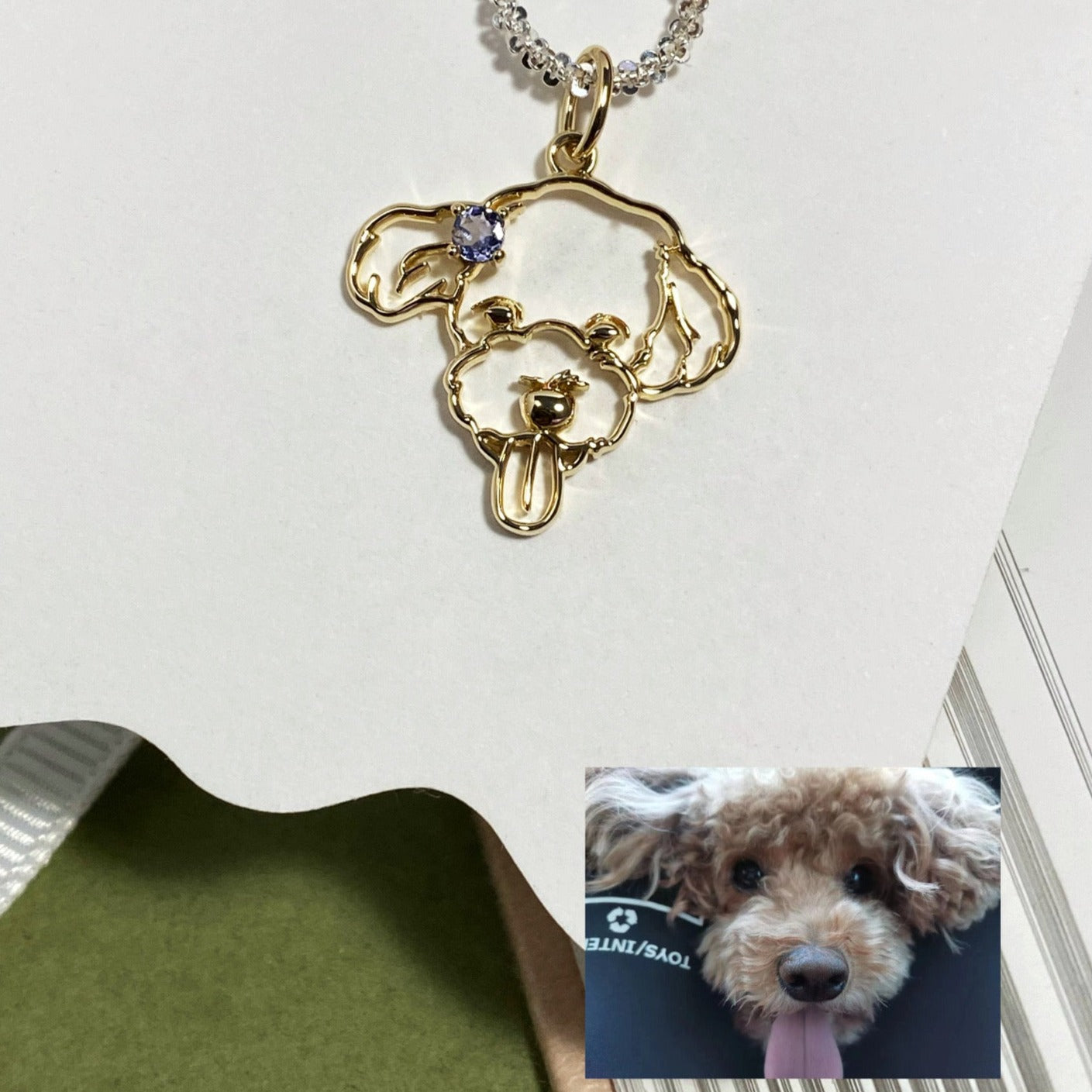 【オーダーメイド】世界に一つ ネックレス・ペット 写真 グッズ・うちの子・犬・猫・誕生石