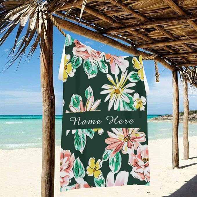 【オーダーメイド】名前入り☆フラワービーチタオル 海水浴 夏にピッタリ1