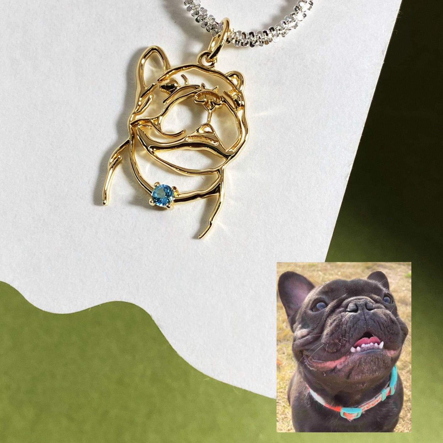 【オーダーメイド】世界に一つ ネックレス・ペット 写真 グッズ・うちの子・犬・猫・誕生石