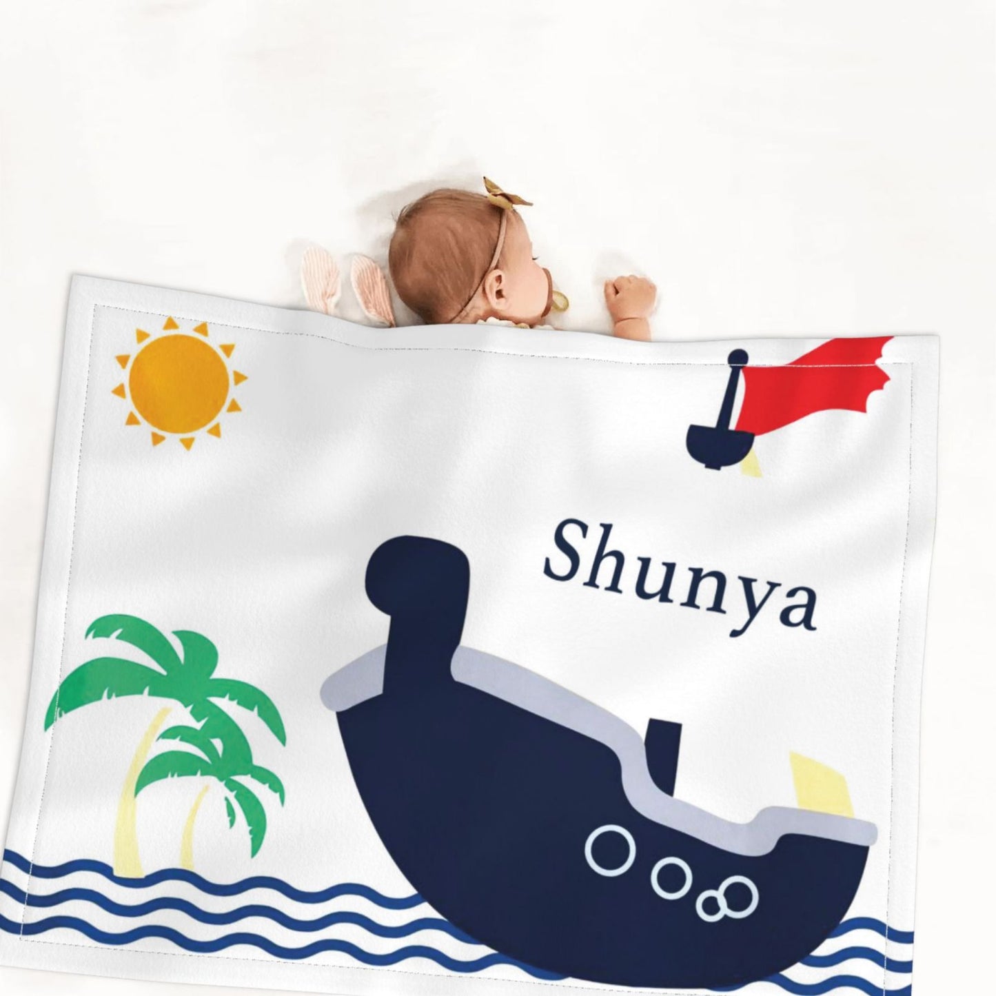 【オーダーメイド】名入れ ブランケット・誕生日ギフト・出産祝い・女の子・男の子・船 ベビー 名前 入り ブランケット 名前 入り 出産 祝い おしゃれ 赤ちゃん 名前 入り 名 入り タオル 出産 祝い