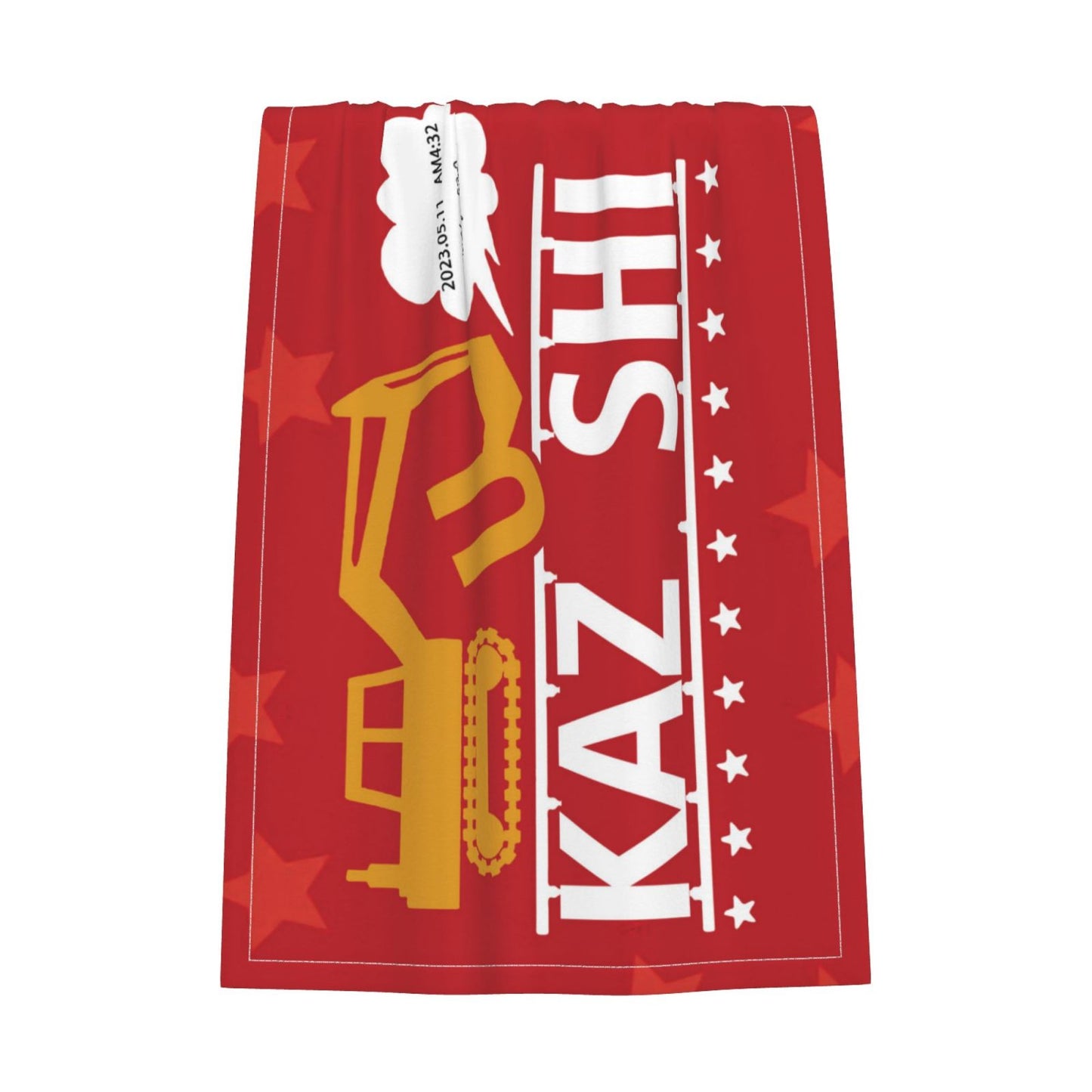 ブランケット|名入れ|誕生日ギフト|出産祝い|レッド|ショベルカー