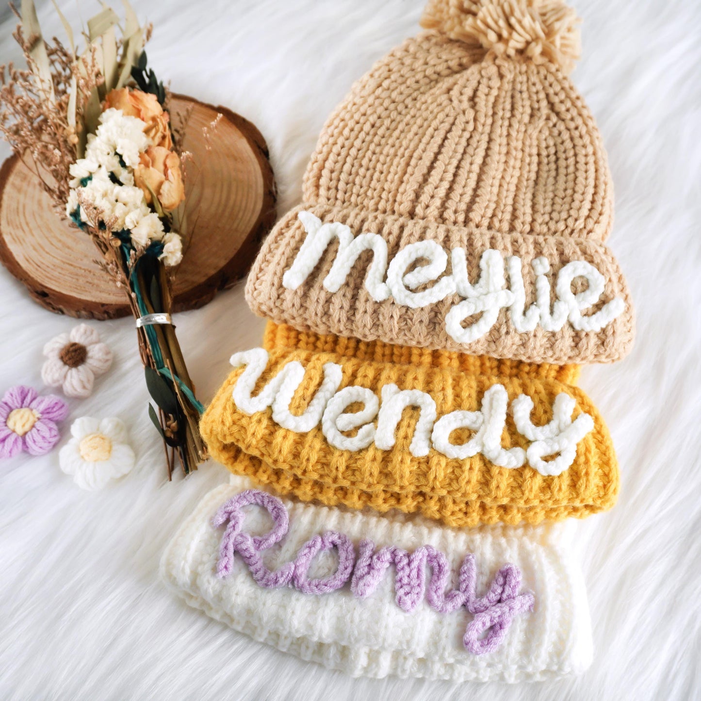 ニット帽子|名入れ 帽|刺繍入り 帽子|オリジナル 帽子 赤ちゃん|男の子 女の子|カラフル|秋冬 保温02