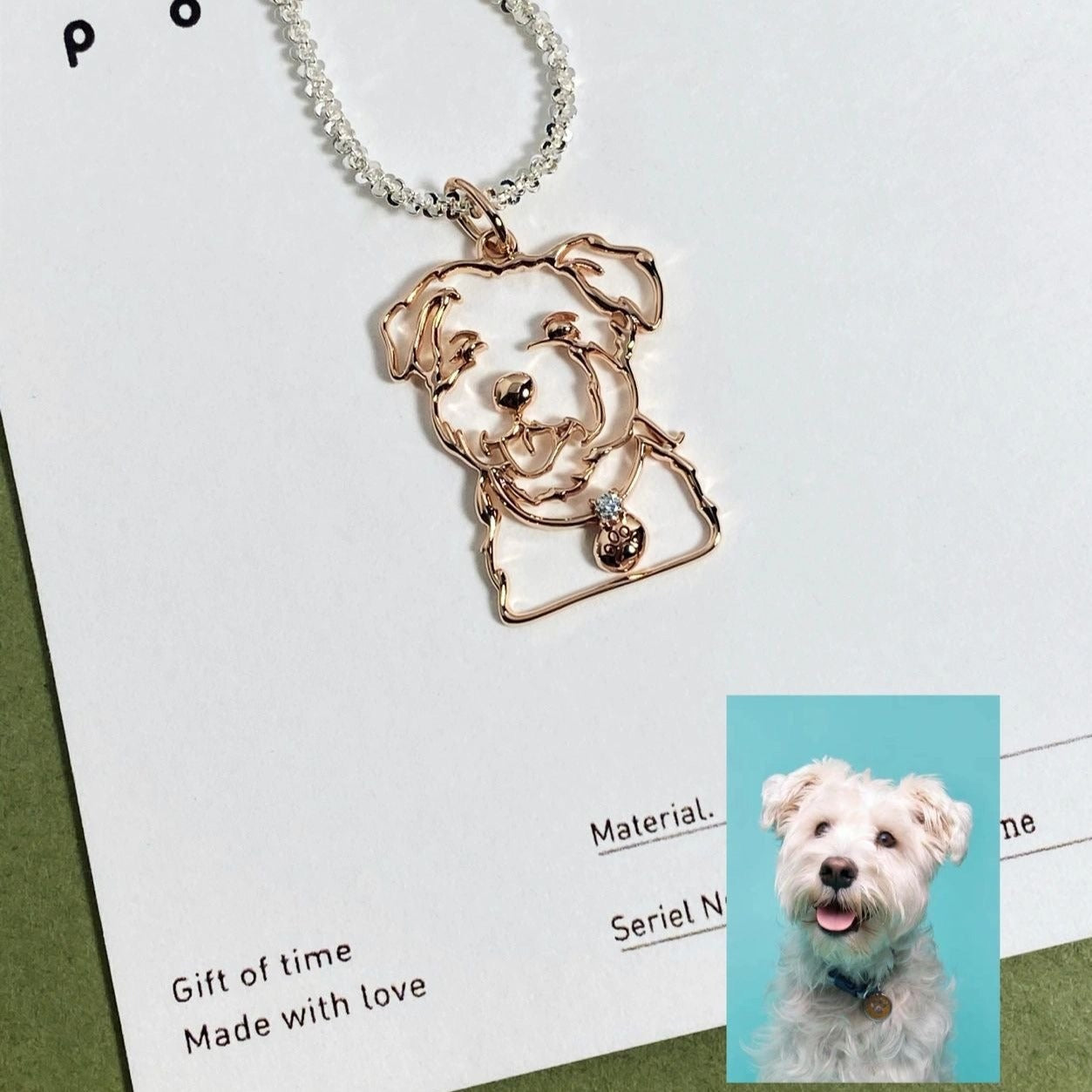 【オーダーメイド】世界に一つ ネックレス・ペット 写真 グッズ・うちの子・犬・猫・誕生石