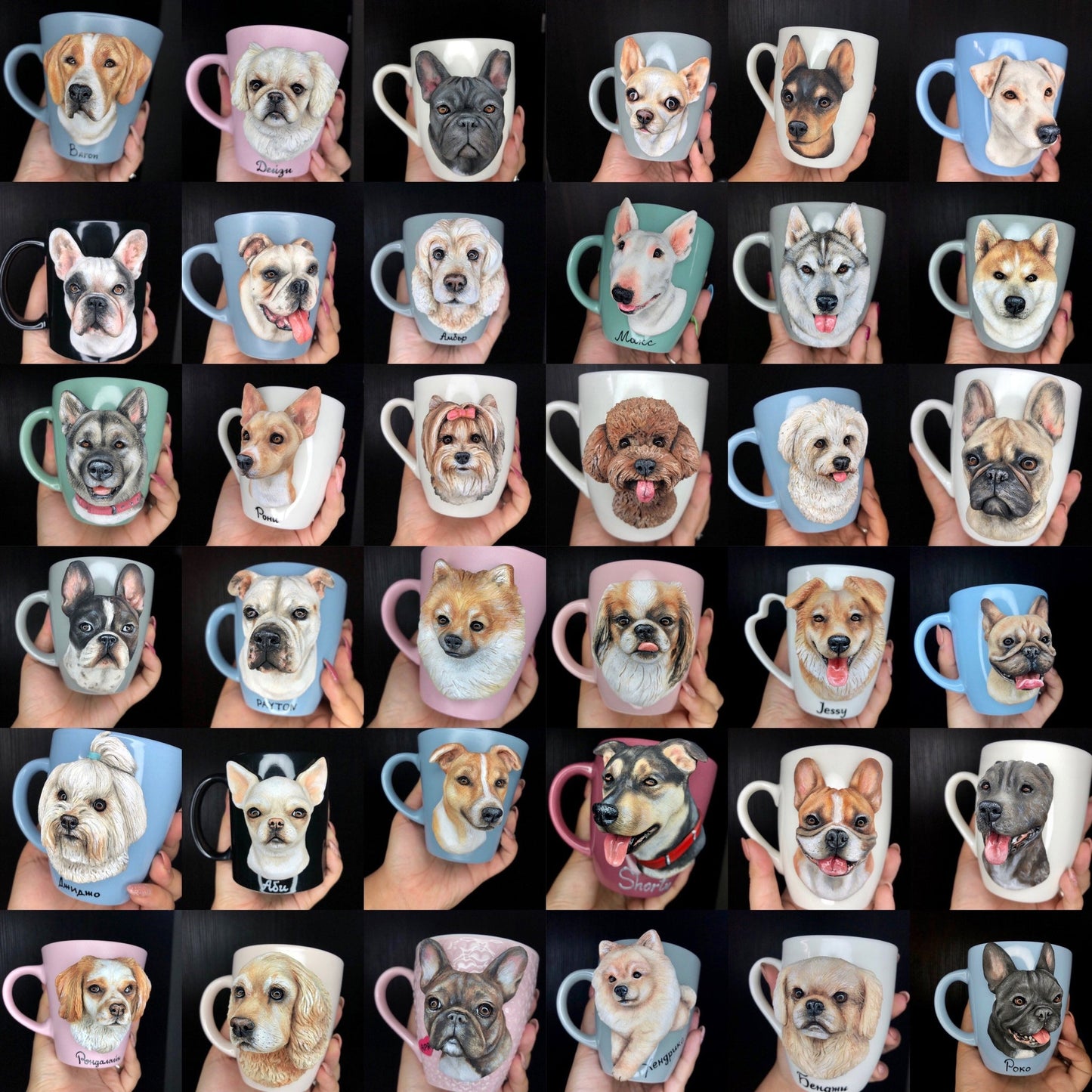【オーダーメイド】世界に一つ 似顔絵 ペット マグカップ フィギュア・ペット 写真 グッズ・うちの子・犬・猫