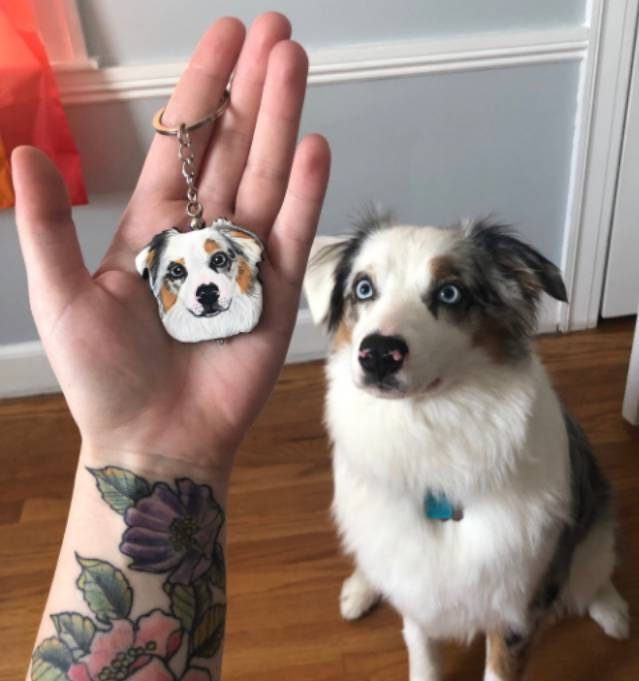 【オーダーメイド】似顔絵 キーチェーン・ペット 写真 グッズ・うちの子・犬・猫
