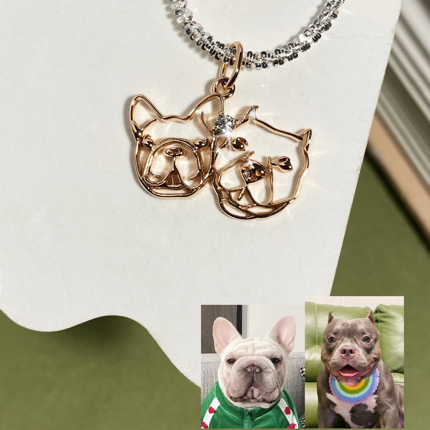 【オーダーメイド】世界に一つ ネックレス・ペット 写真 グッズ・うちの子・犬・猫・誕生石