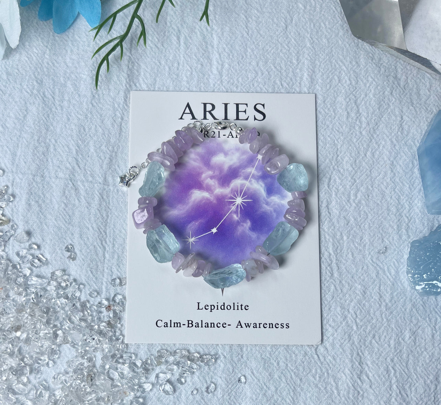 星の約束:十二星座アクアマリン水晶ブレスレット|誕生日ギフト