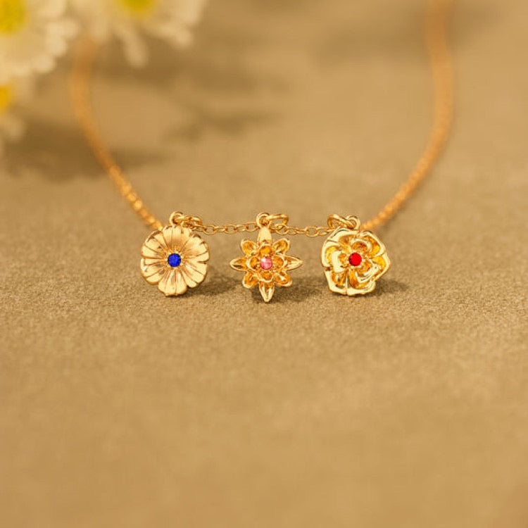 【オーダーメイド】誕生花のネックレス|誕生日ギフト|お母さんへの誕生日プレゼント|最大で5本の花
