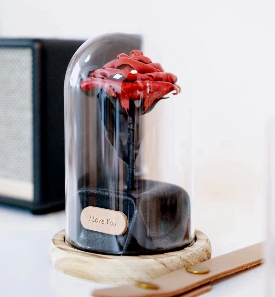【オーダーメイド】薔薇 - 名入れ刻印可能 - 革職人手作り・最高の贈り物・母の日・誕生日ギフト