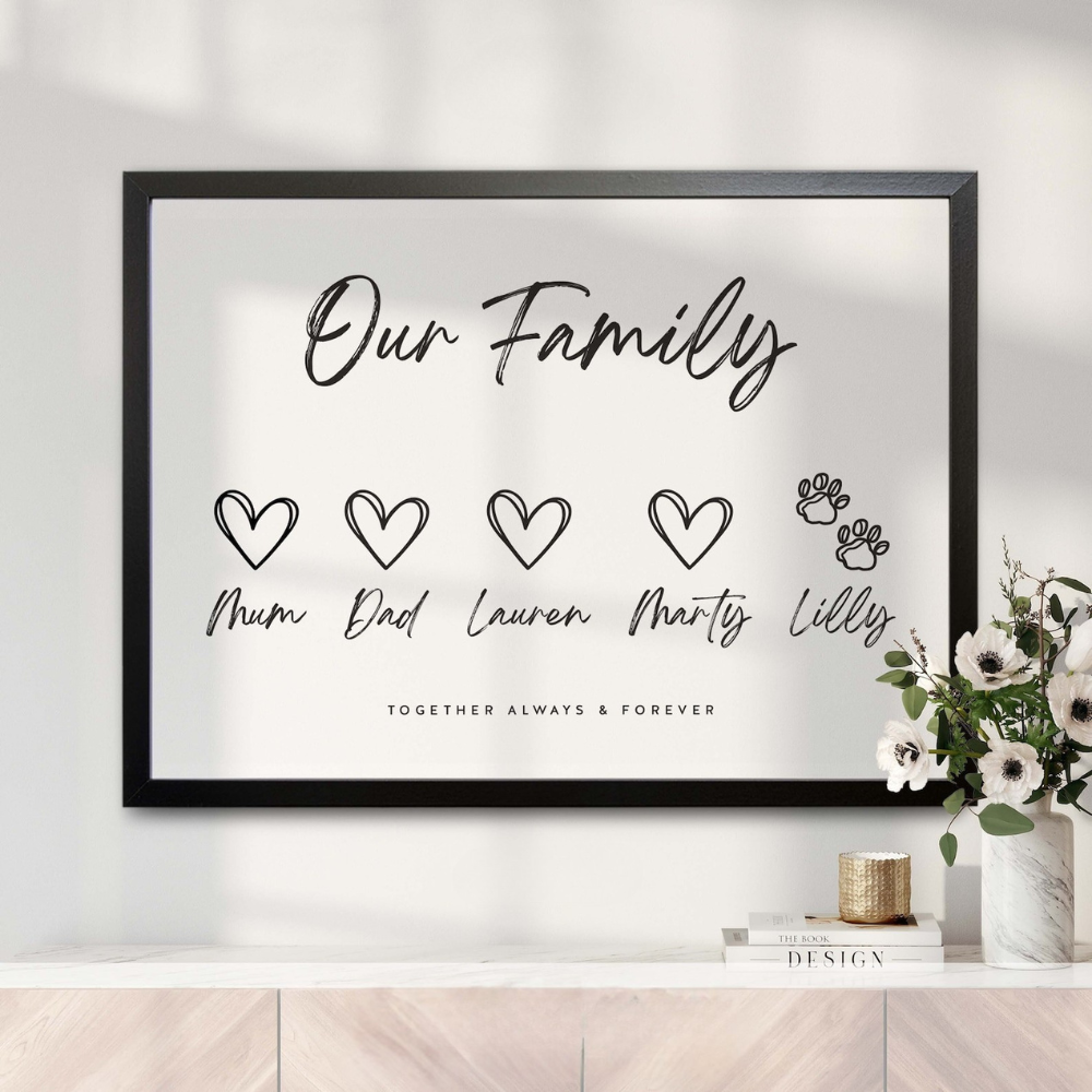 Love Heart Family 家族 キャンバス|名入れ|誕生日ギフト|新築祝い|オーダー