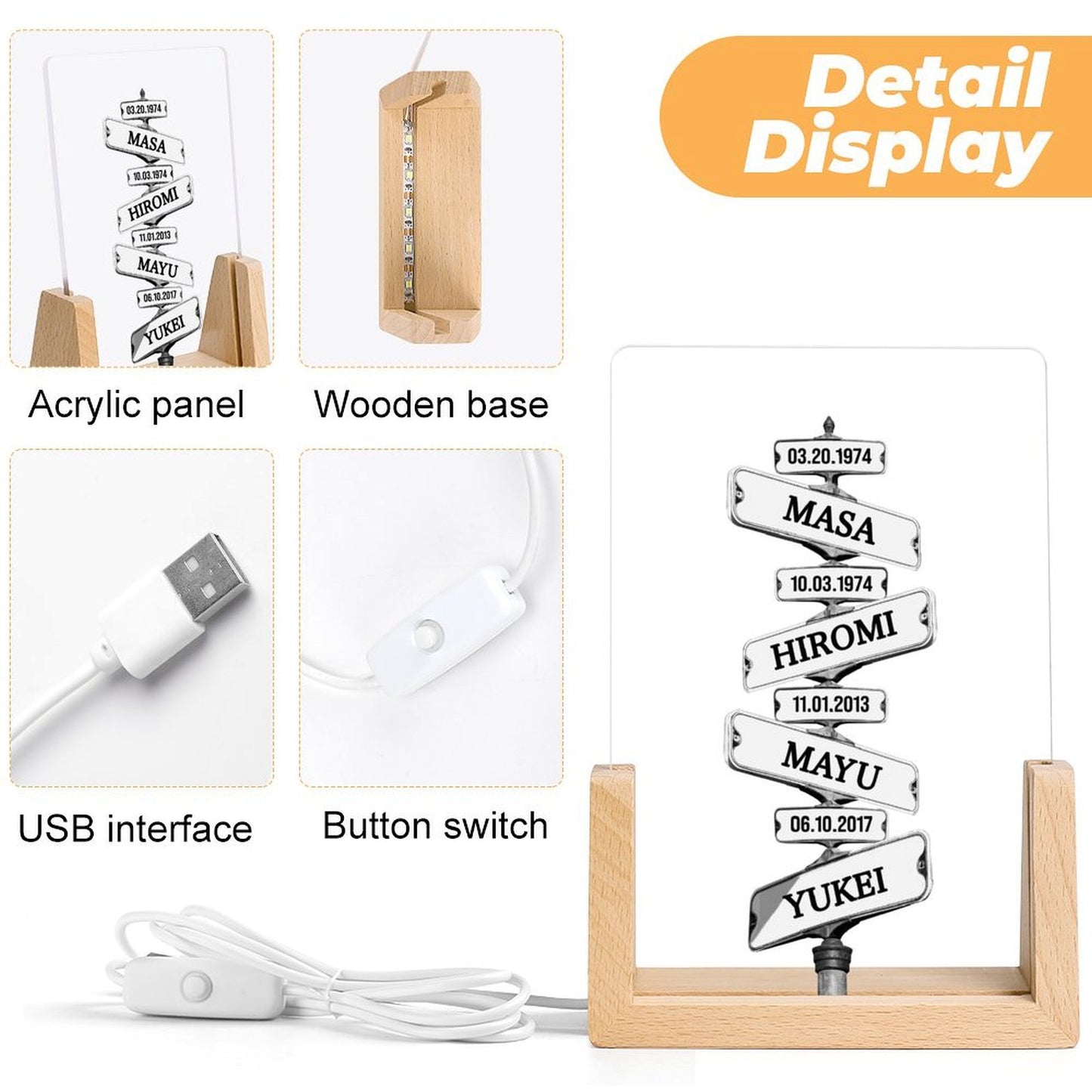 オリジナル アクリル LEDスタンド 名入れ インテリア 誕生日ギフト 新築祝い 道路標識