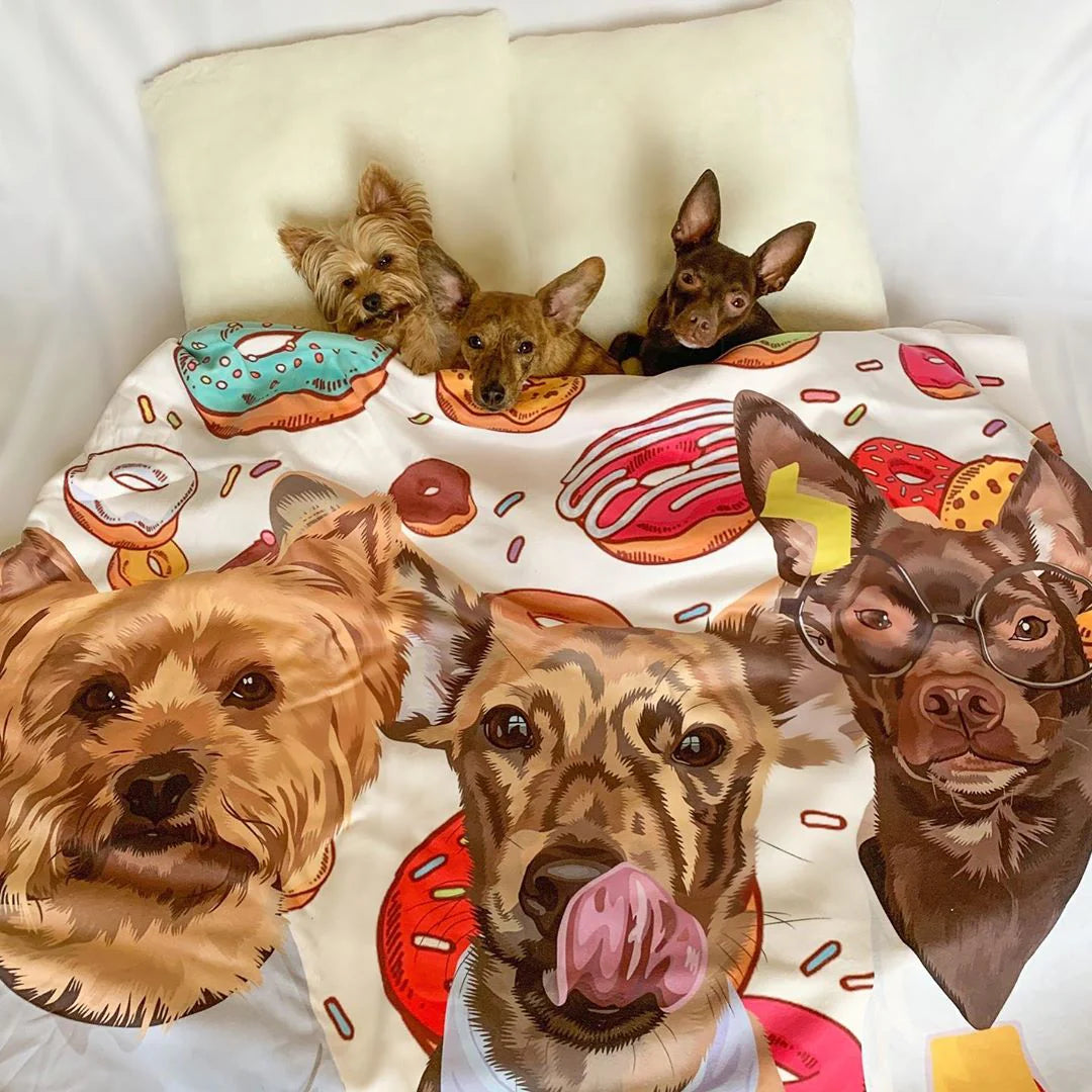 あなたのペットを世界に１つだけのアートブランケット作品に♪ | ペットイラスト | ペット似顔絵 | 犬 猫 うちの子 | 全身絵