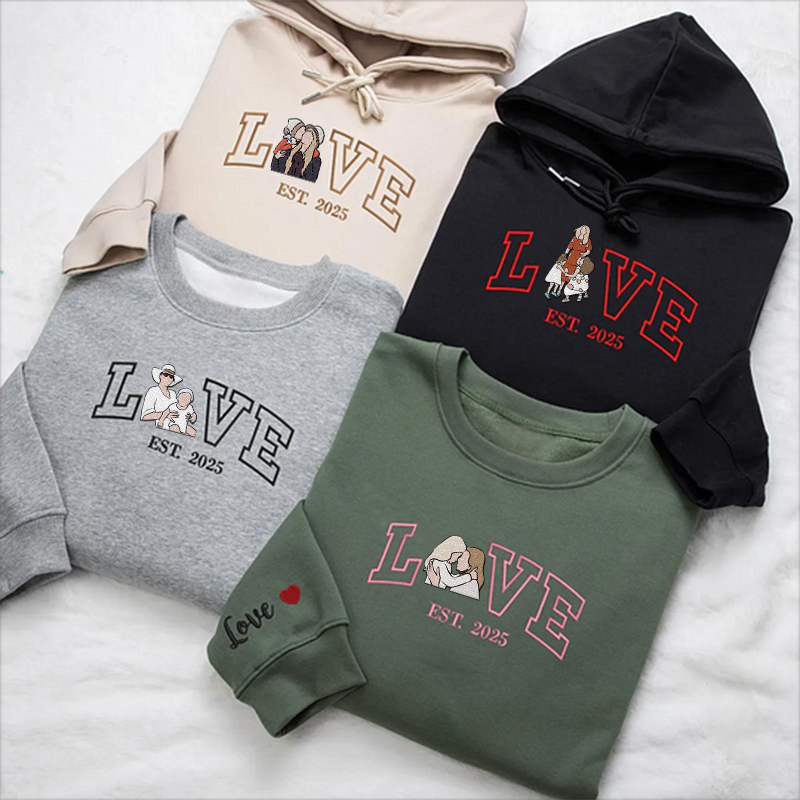刺繍入り 写真入り トレーナー 名前入り パーカー 記念日 バレンタインデー ギフト loveデザイン02