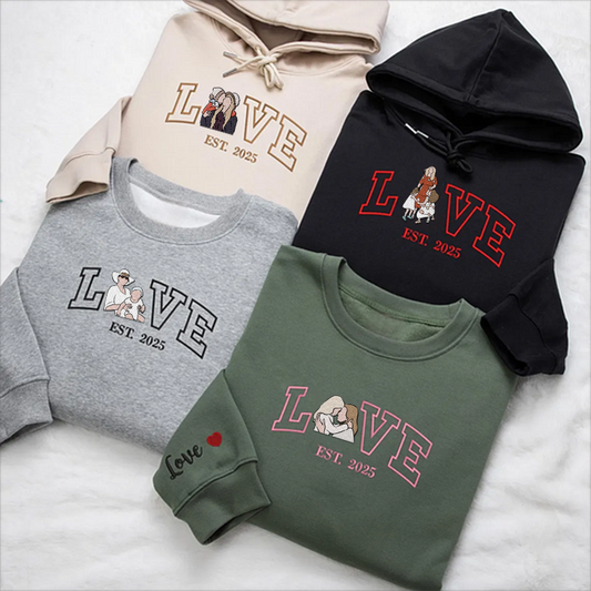 刺繍入り 写真入り トレーナー 名前入り パーカー 記念日 バレンタインデー ギフト loveデザイン02