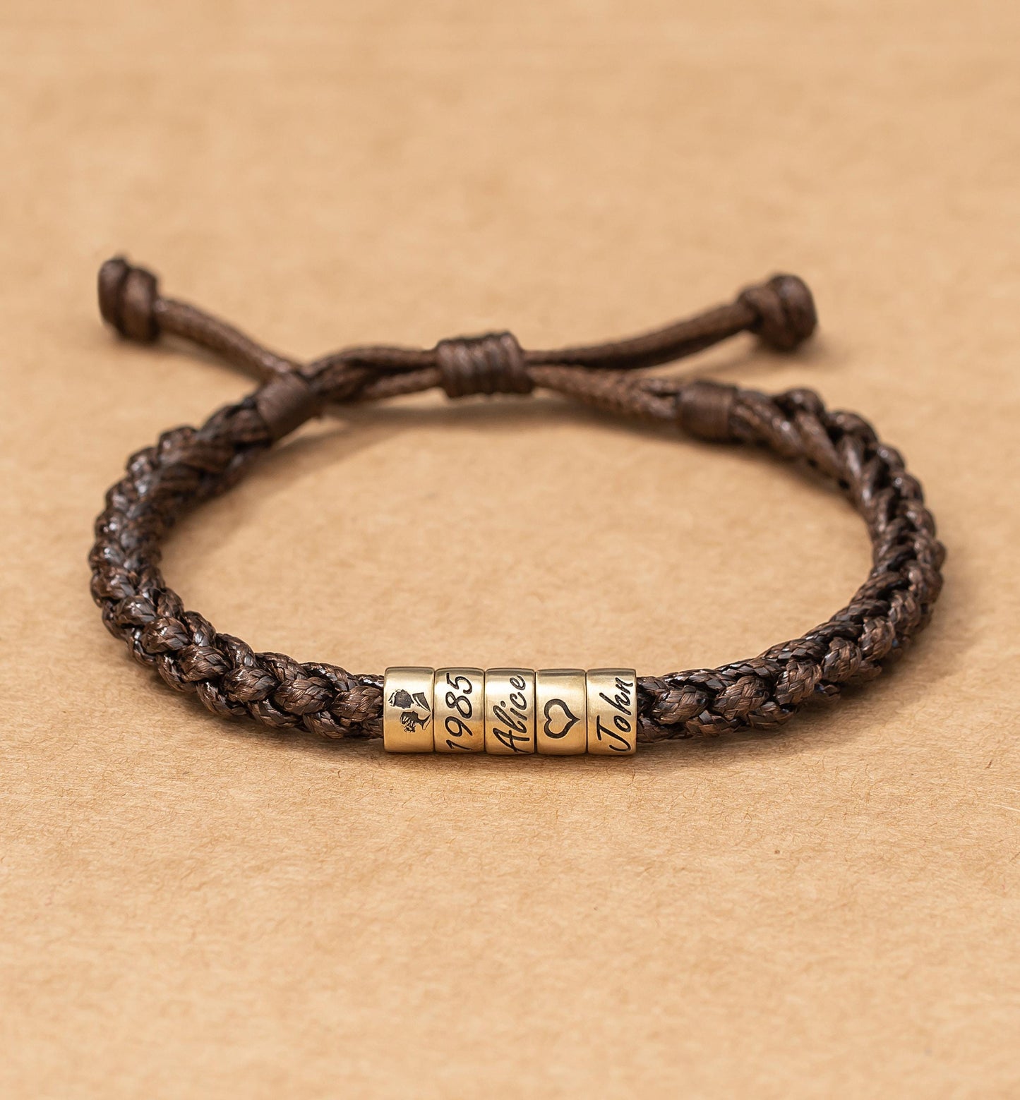 名入れ ブレスレット・家族の名前入り レザーブレスレット バレンタインデー