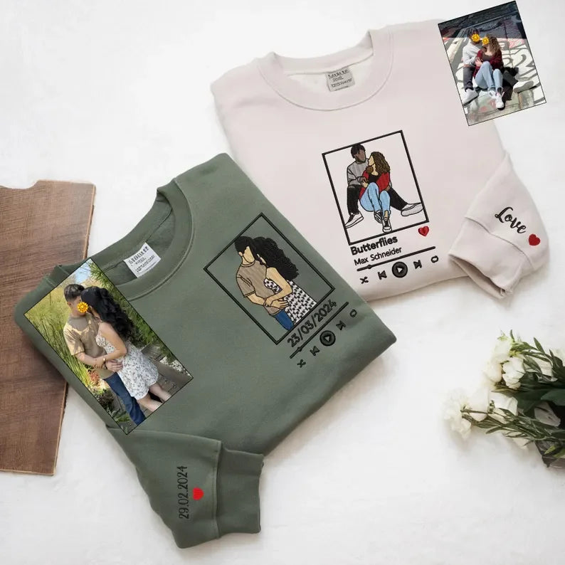 刺繍入り 写真入り トレーナー 名前入り パーカー 記念日 バレンタインデー ギフト INS デザイン