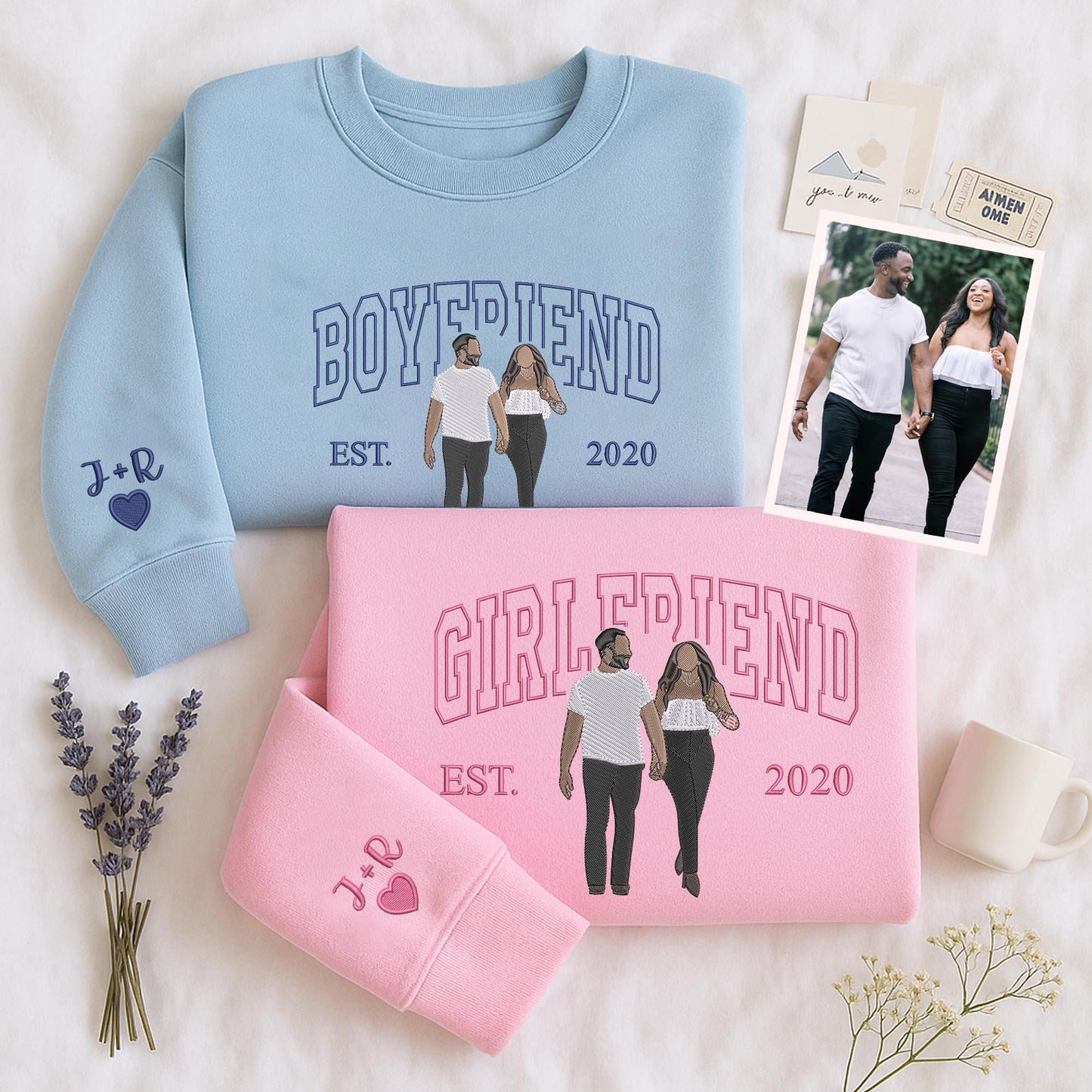 刺繍入り 写真入り トレーナー 名前入り パーカー 記念日 バレンタインデー ギフト彼氏・彼女デザイン