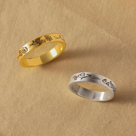【オーダーメイド】名入れ誕生花ジュエリー・リング・誕生日ギフト・結婚記念日・おしゃれ・母の日