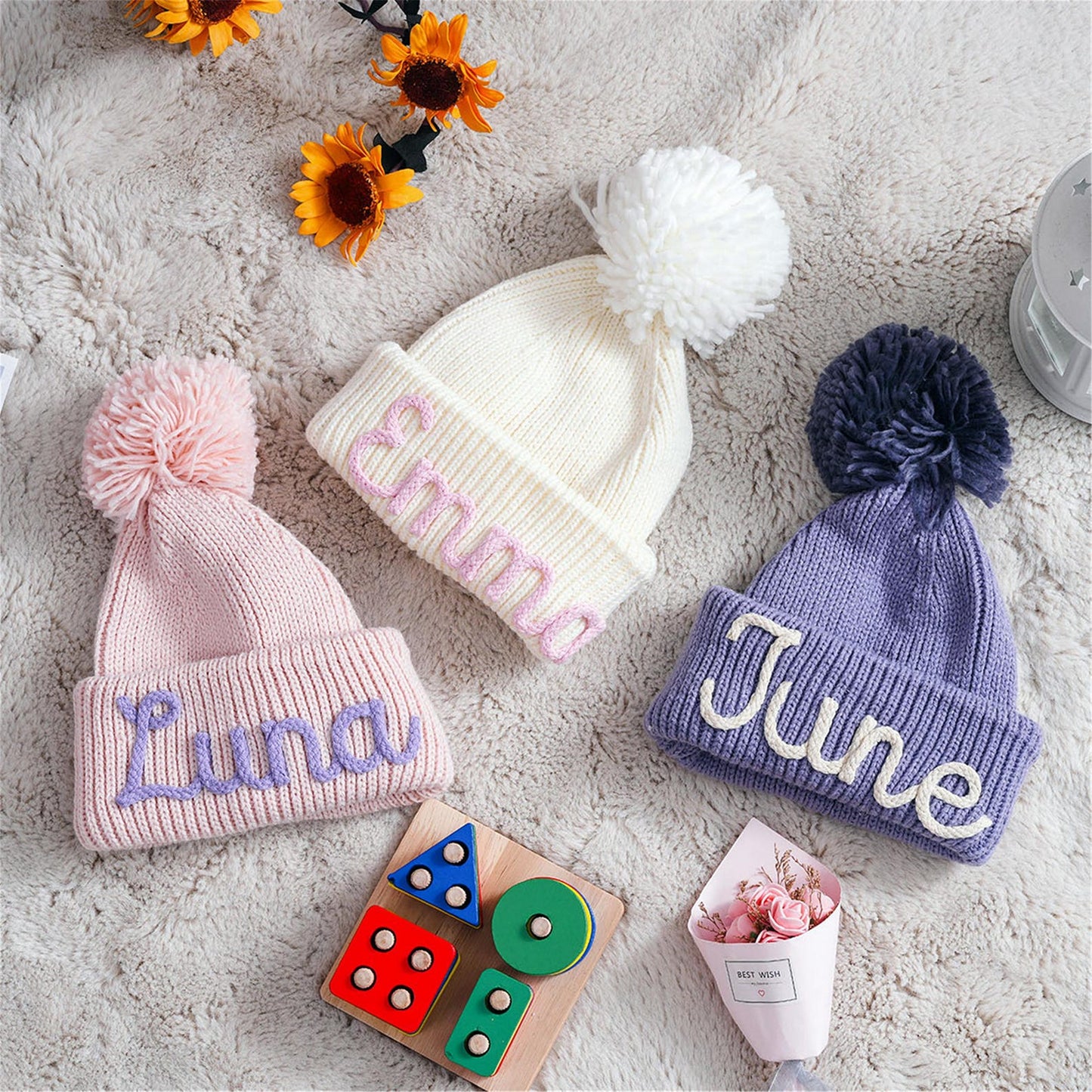 【オーダーメイド】名前入りベビーハット|名入れ|誕生日ギフト|出産祝い