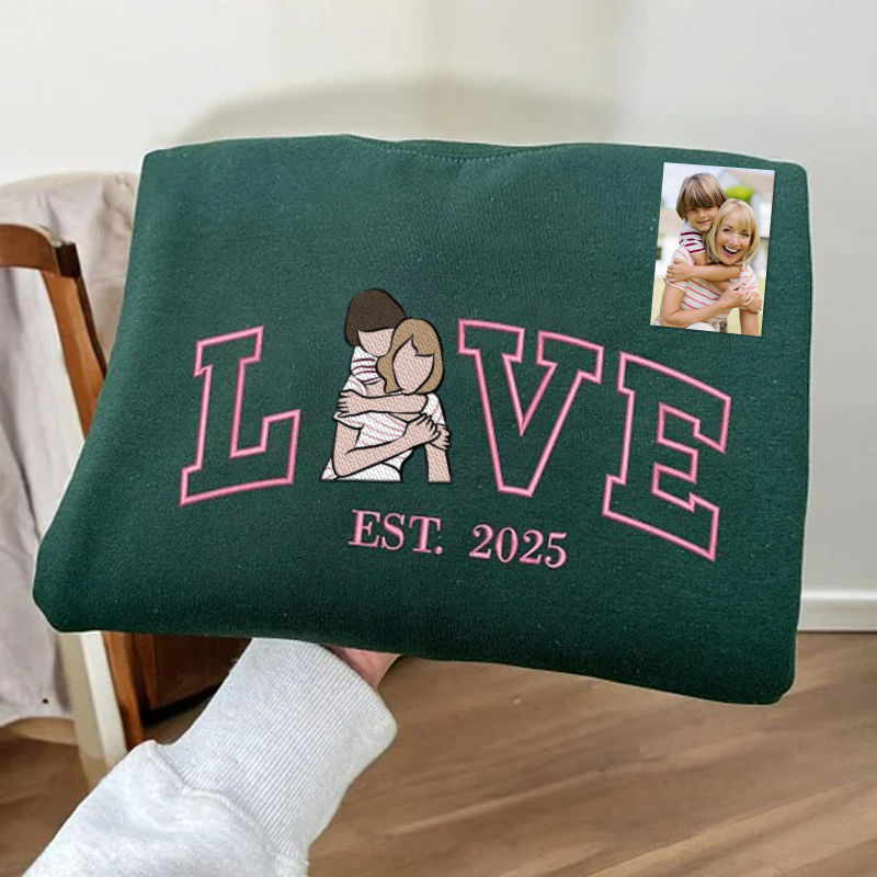 刺繍入り 写真入り トレーナー 名前入り パーカー 記念日 バレンタインデー ギフト loveデザイン02
