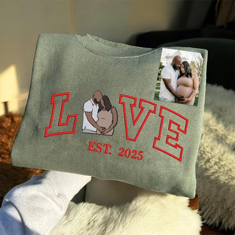 刺繍入り 写真入り トレーナー 名前入り パーカー 記念日 バレンタインデー ギフト loveデザイン02