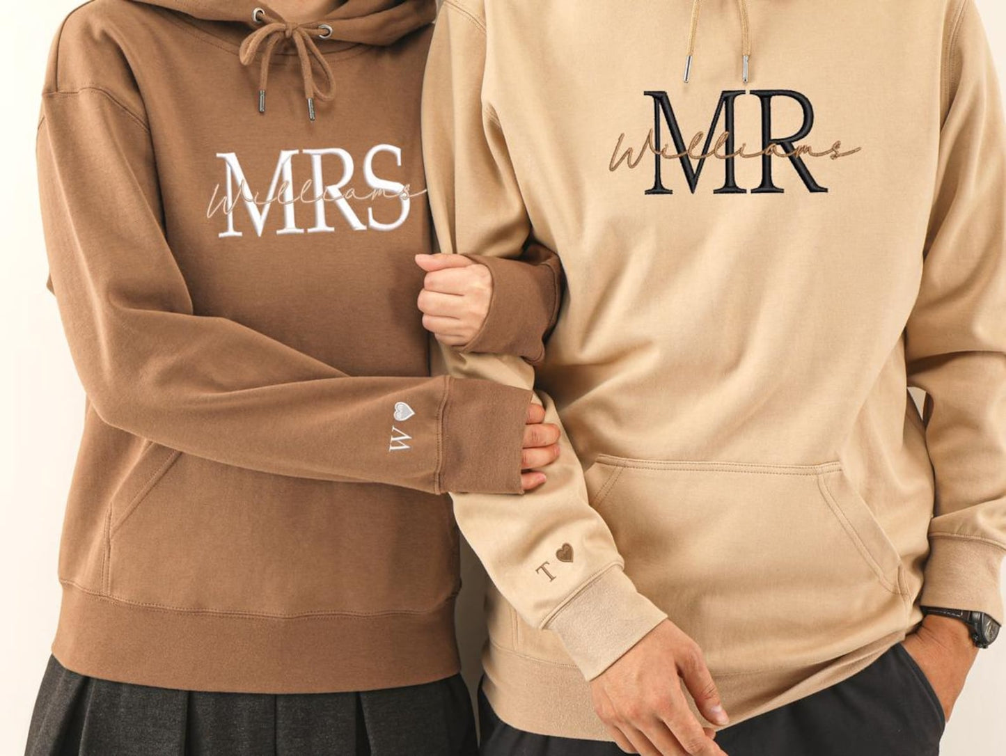 刺繍入り 写真入り トレーナー 名前入り パーカー 記念日 バレンタインデー ギフト Mr&Mrs デザイン