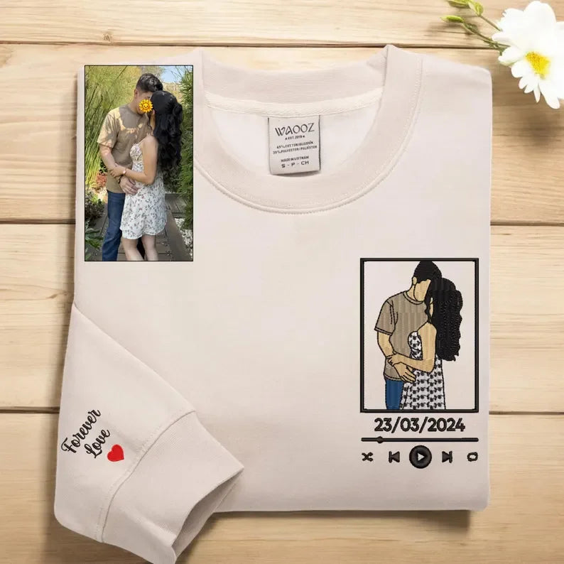 刺繍入り 写真入り トレーナー 名前入り パーカー 記念日 バレンタインデー ギフト INS デザイン