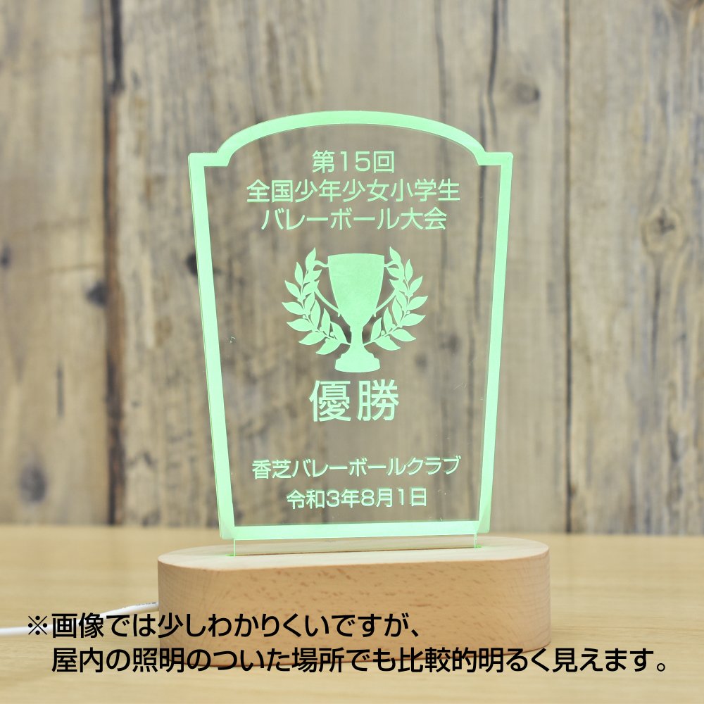 【オーダーメイド】オリジナル アクリル LEDスタンド トロフィー 盾 記念品 家族 友人 恋人 イベント 出場記念 優勝 記念 大会 贈呈