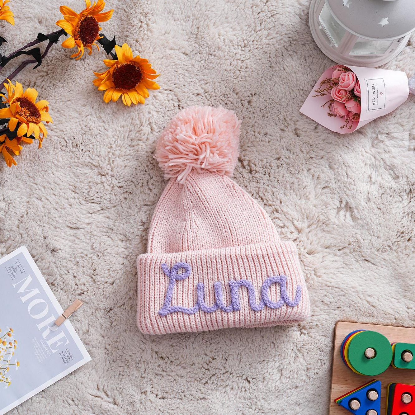 【オーダーメイド】名前入りベビーハット|名入れ|誕生日ギフト|出産祝い