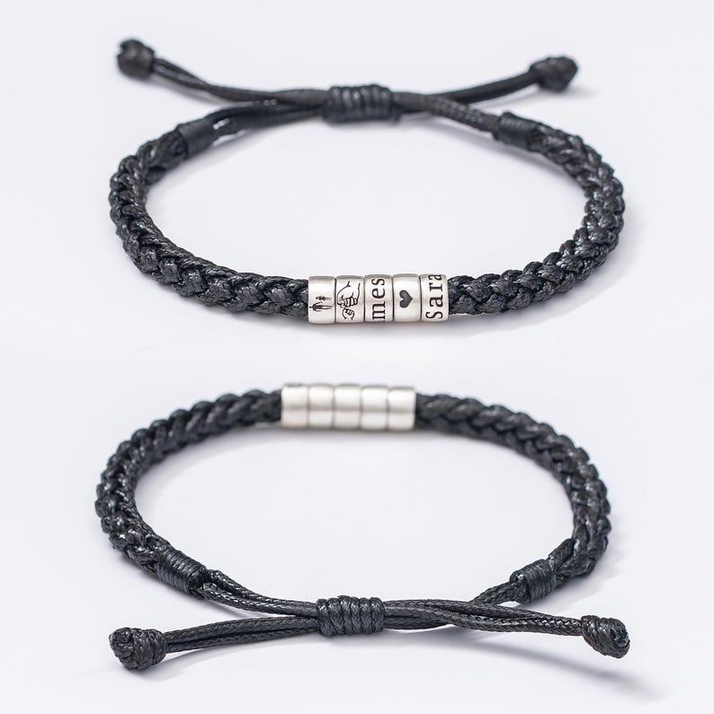 名入れ ブレスレット・家族の名前入り レザーブレスレット バレンタインデー