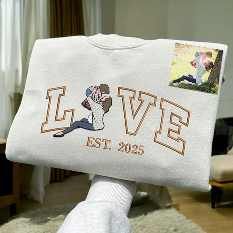 刺繍入り 写真入り トレーナー 名前入り パーカー 記念日 バレンタインデー ギフト loveデザイン02