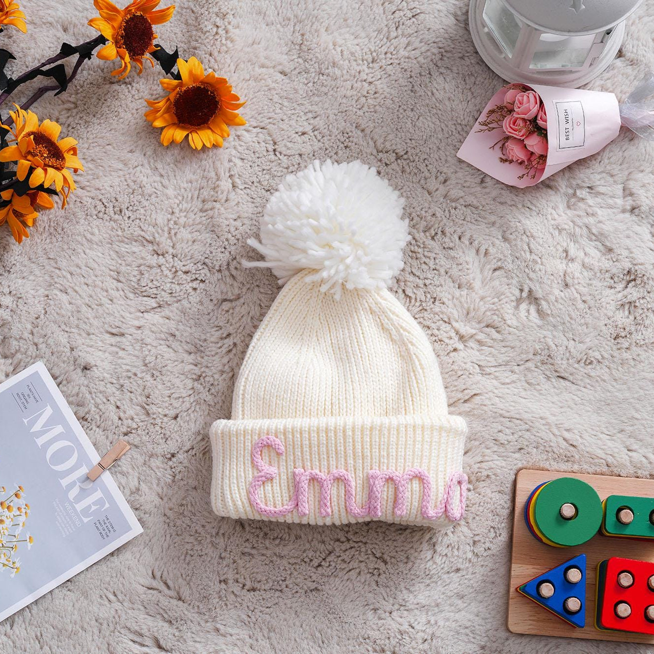 【オーダーメイド】名前入りベビーハット|名入れ|誕生日ギフト|出産祝い