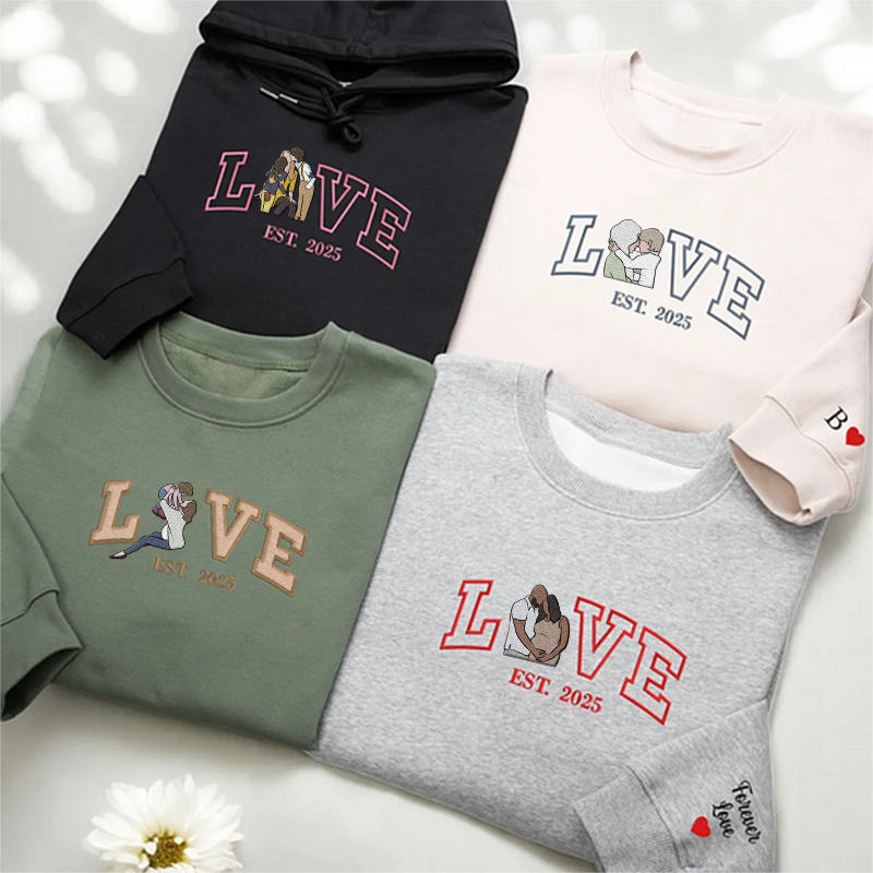 刺繍入り 写真入り トレーナー 名前入り パーカー 記念日 バレンタインデー ギフト loveデザイン02
